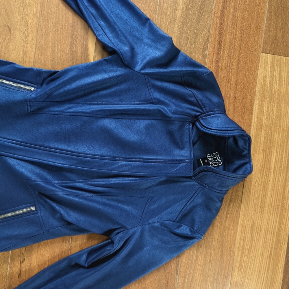 Clara SunWoo Blue Liquid Leather Jacket XS